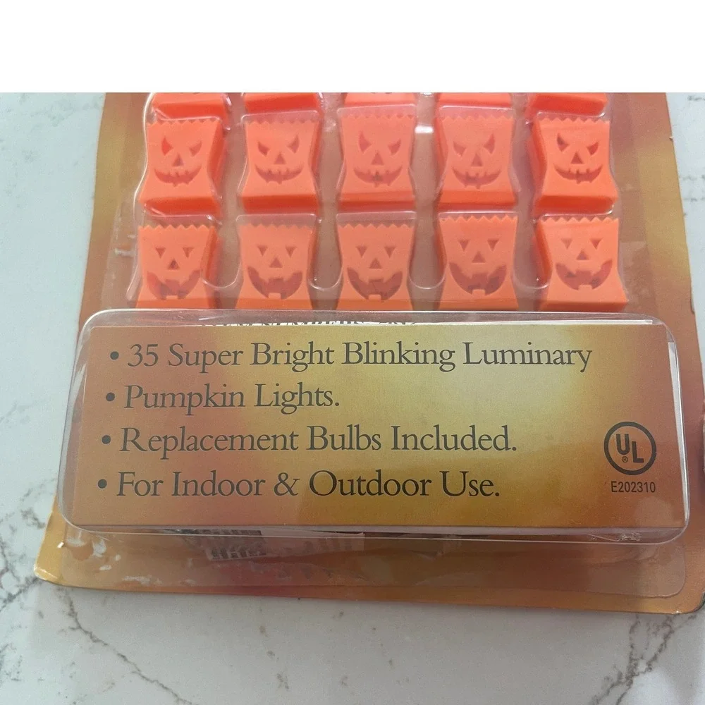 Vintage Kmart Halloween 35 Blinking Luminary Pumpkin Lights Indoor Outdoor New
